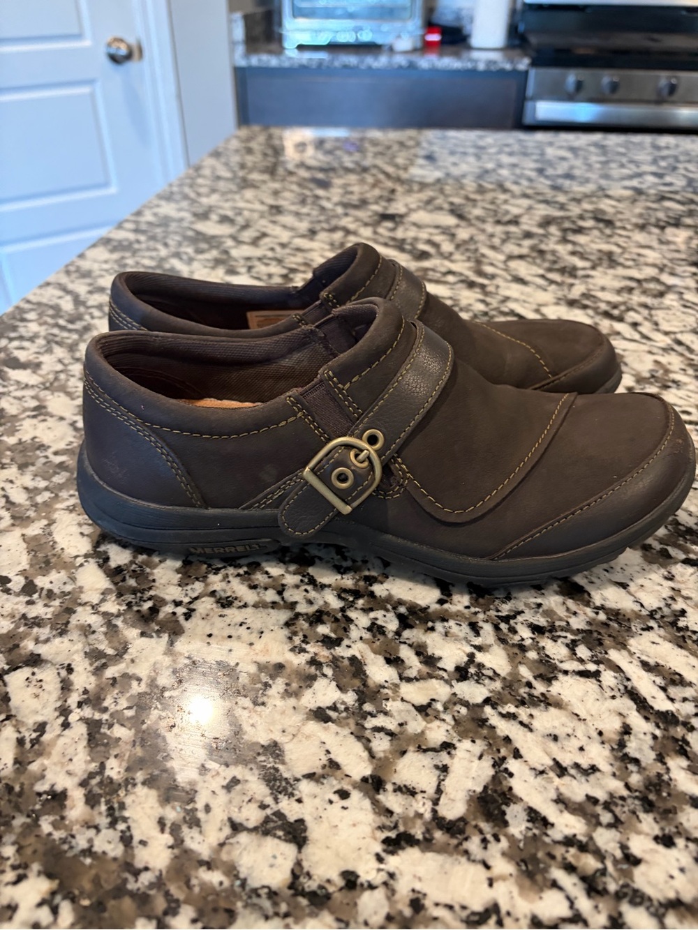 Merrell Dassie Brown Buckle Outdoor Slip-on Shoes